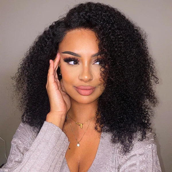 Afro Curly Glueless Free Parting Undetectable Invisible 13x4 Lace Frontal Wig | Real HD Lace - Gleamura