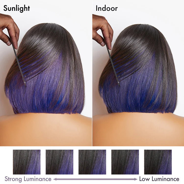 Limited Design | Peekaboo Purple Highlight Glueless 5x5 Closure HD Lace Bob Wig | Large & Small Cap Size - Gleamura
