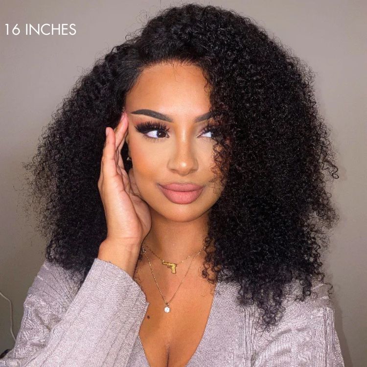 Afro Curly Glueless Free Parting Undetectable Invisible 13x4 Lace Frontal Wig | Real HD Lace - Gleamura
