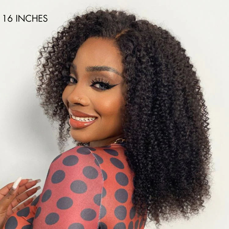 Afro Curly Glueless Free Parting Undetectable Invisible 13x4 Lace Frontal Wig | Real HD Lace - Gleamura