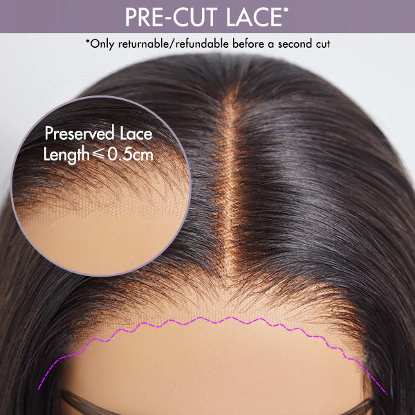 Brown Mix Black / Natural Black C Part Glueless Loose Wave 5x5 Closure Wig with Bangs 100% Human Hair - Gleamura