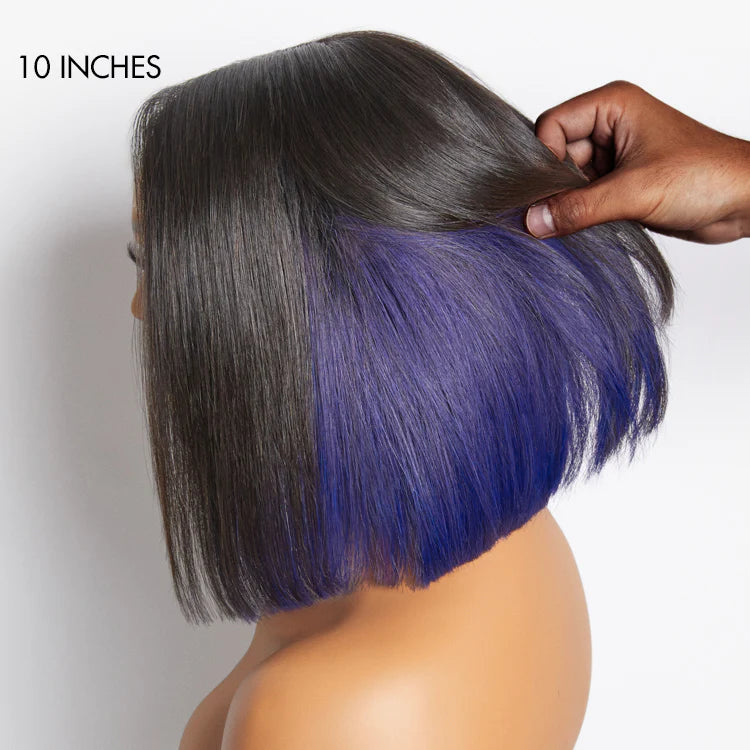 Limited Design | Peekaboo Purple Highlight Glueless 5x5 Closure HD Lace Bob Wig | Large & Small Cap Size - Gleamura