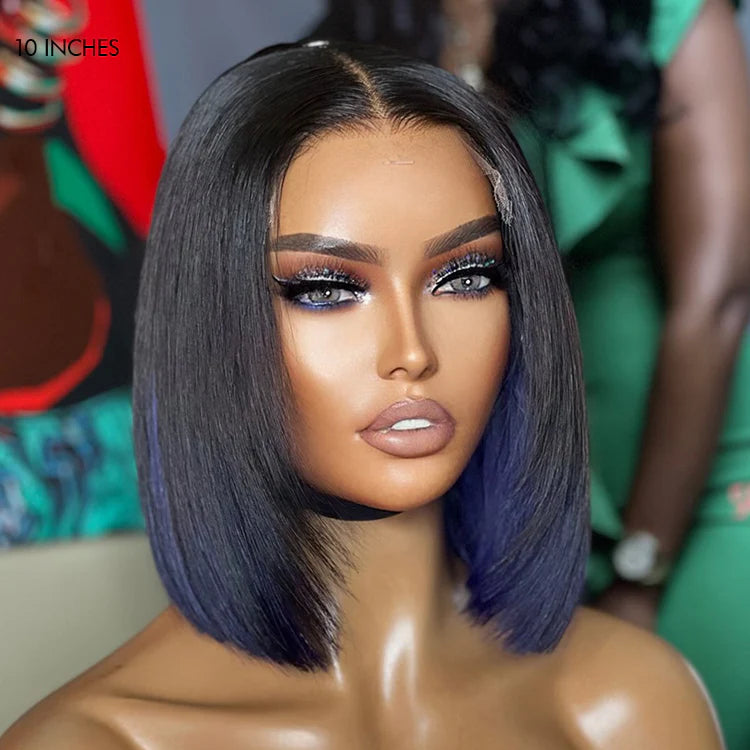 Limited Design | Peekaboo Purple Highlight Glueless 5x5 Closure HD Lace Bob Wig | Large & Small Cap Size - Gleamura