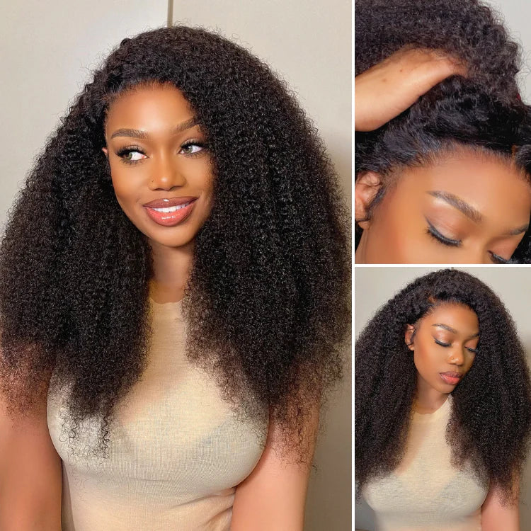 Afro Curly Glueless Free Parting Undetectable Invisible 13x4 Lace Frontal Wig | Real HD Lace - Gleamura
