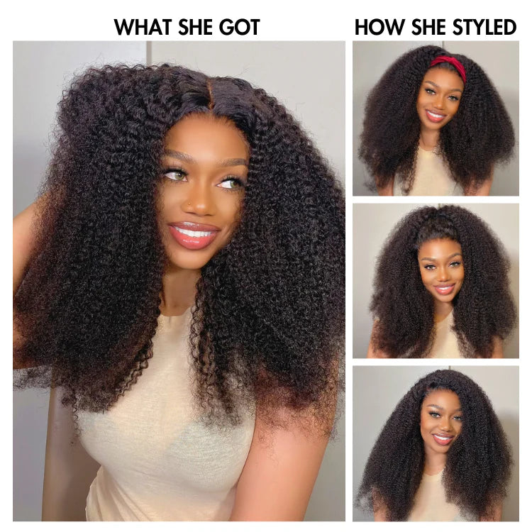 Afro Curly Glueless Free Parting Undetectable Invisible 13x4 Lace Frontal Wig | Real HD Lace - Gleamura