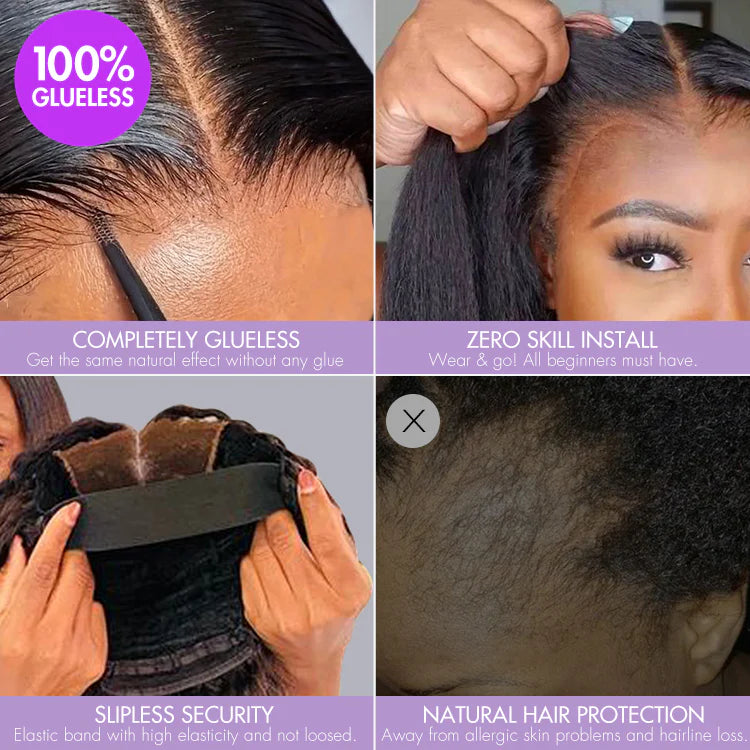 1 SEC INSTALL WIG | Gorgeous Natural Black Loose Wave 5x5 Closure Lace Glueless Short Wig 100% Human Hair | Large & Small Cap Size - Gleamura