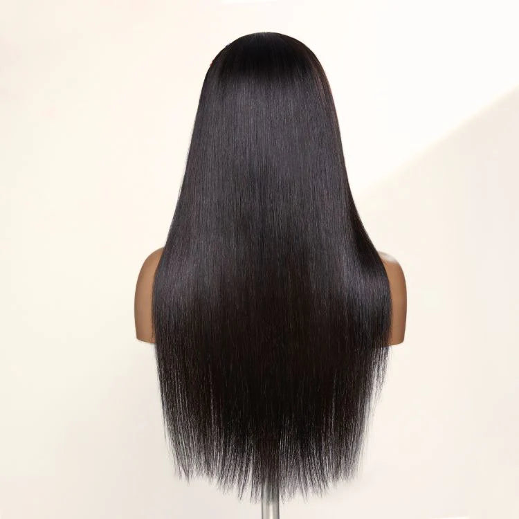 PreMax Wigs | 200% Density Natural Black Left Side Braids Straight 13x4 Frontal HD Lace Long Wig - Gleamura