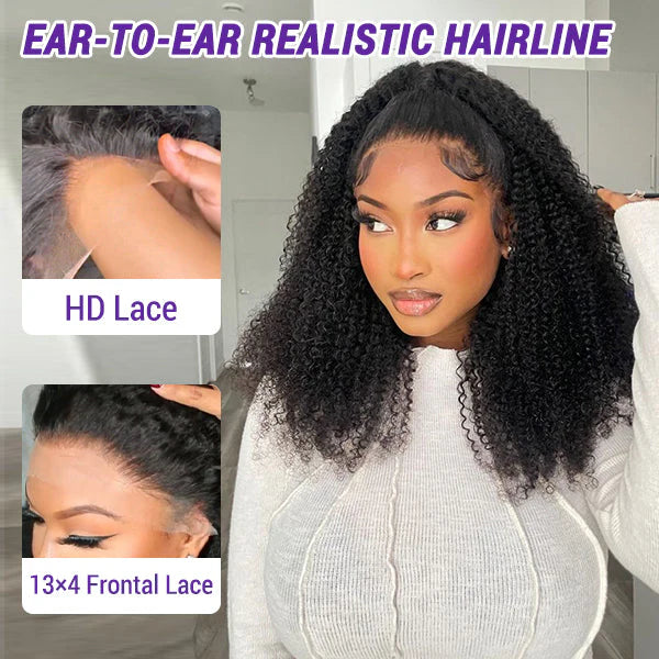 Afro Curly Glueless Free Parting Undetectable Invisible 13x4 Lace Frontal Wig | Real HD Lace - Gleamura