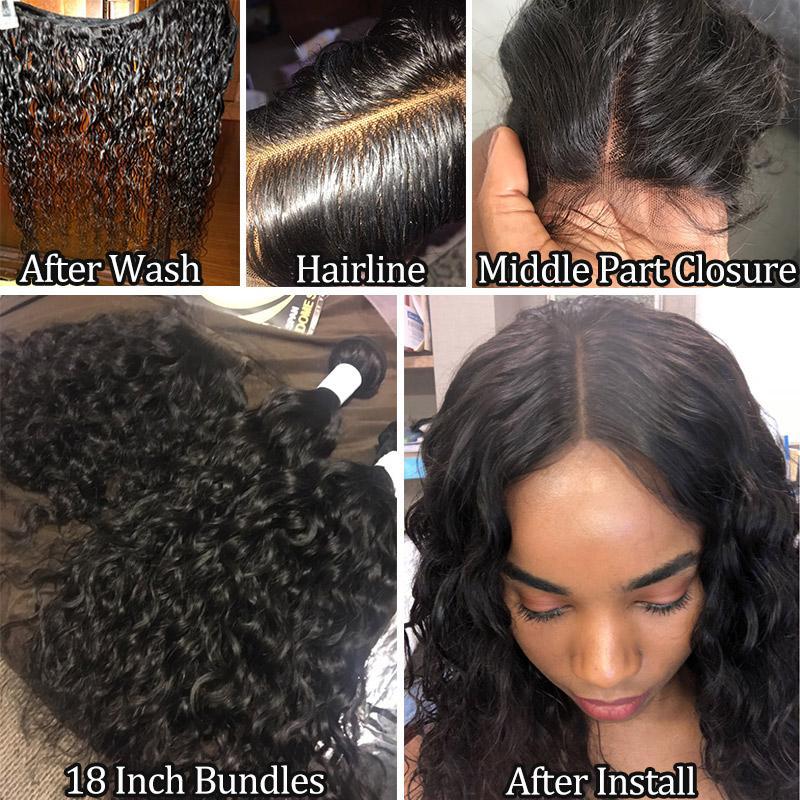 Water Wave Virgin Human Hair 3 Bundles